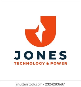 letter j power electric initial logo design