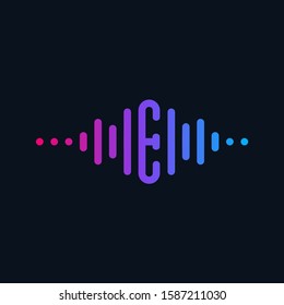 letter j with Pulse music player element. Logo template electronic music, equalizer, store, dj, nightclub, disco. Audio wave logo concept, Multimedia Technology themed, Abstract Shape. - vector