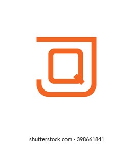 letter J and Q monogram square shape logo orange