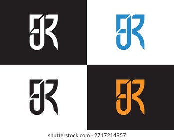 Buchstabe J und R Logos Variation mit verschiedenen Farbschemata und Hintergrund