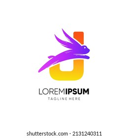 Letter J Rabbit Logo Design Vector Icon Graphic Illustration