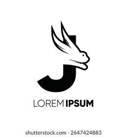 Letter J Rabbit Run Logo Design Vector Image Icon Graphic Emblem Symbol Illustration