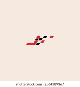 Letter J with racing icon flat vector design.