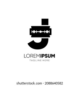 Letter J Razor Blade Logo Design Vector Icon Graphic Emblem Illustration