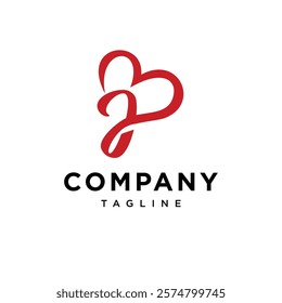 Letter J Red Love Logo Icon Vector