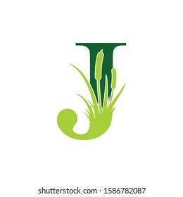 Letter J with Reeds Grass Logo Vector 001