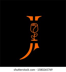 
letter J rose logo vector template
