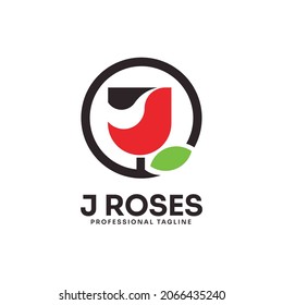 Letter J and Rose Logo Vector