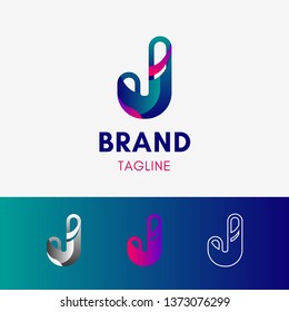 Letter J Rounded Logo template element symbol in sky blue color