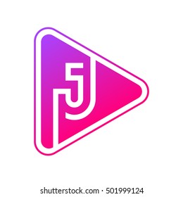 Letter J rounded triangle shape colorful,Multimedia and Play logo design