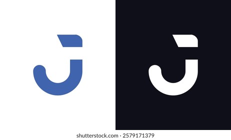 Letter J Rounded Typography Minimal Logo with Wide Cut