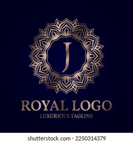 letter J royal circular vector logo design