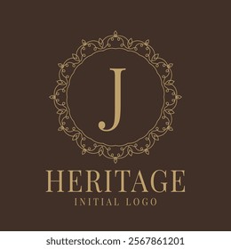 Letter J rustic heritage circular delicate initial logo