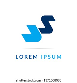 Letter J and S logo design. Creative icon template, modern geometric blue symbol abstract for your company