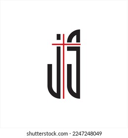 Letter J S vector logo design with a cross.