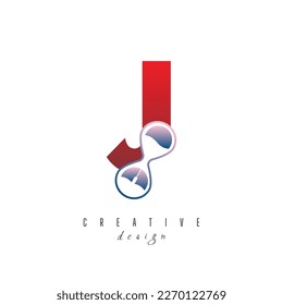 Letter J Sand Time Hourglass Logo Design Vector Icon Graphic Emblem Illustration