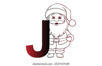 Buchstabe J mit Weihnachtsmann mit Alphabet. Charaktere mit lustigen Ausdrücken stellen verschiedene Posen. Es ist Vektorkunst, also ist es einfach zu bearbeiten.
