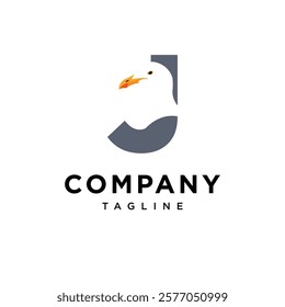 Letter J Seagull Logo Icon Vector