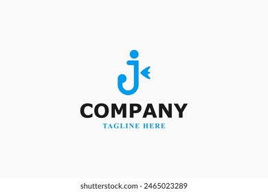 letter j seahorses minimal logo