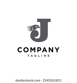 Letter J Secretary Bird Logo Icon Vector