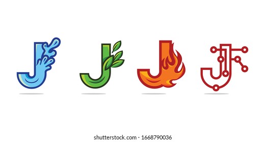 Letter J Set Collection Abstract Creative Modern Business Illustration Logo