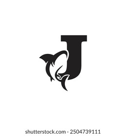 Letter J Shark Logo icon vector.