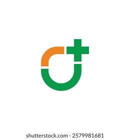 letter j shield green plus medical logo vector 