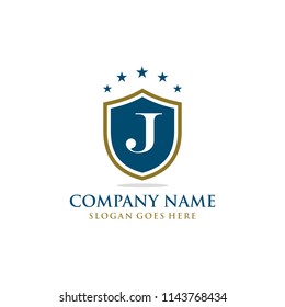 Letter J shield logo design vector