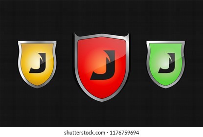 Letter J shield logo icon vector element.