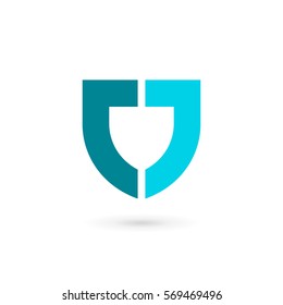 Letter J shield logo icon design template elements