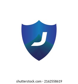 Letter J and Shield Security Logo Design. Vector Illustrator monogram