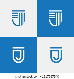 Diseño vectorial de escudo de letra J Ilustración
