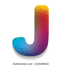 Letter J sign design template element. Vector. Colorful icon with bright texture of mosaic with soft shadow on white background. Isolated.