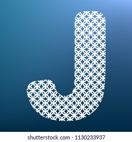 Letter J sign design template element. Vector. White textured icon at lapis lazuli gradient background.