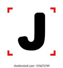 Letter J sign design template element. Black icon in focus corne