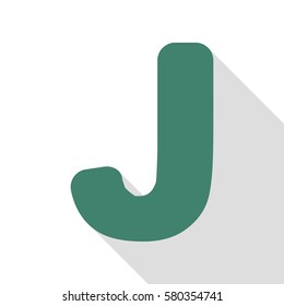 Letter J sign design template element. Veridian icon with flat style shadow path.