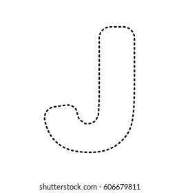 Letter J sign design template element. Vector. Black dashed icon on white background. Isolated.