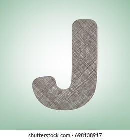 Letter J sign design template element. Vector. Brown flax icon on green background with light spot at the center.