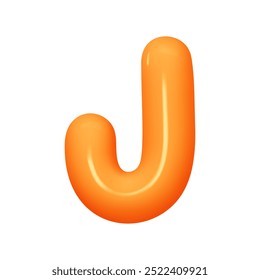 letter J. letter sign orange soft color. Realistic 3d design in cartoon balloon style. Isolated on white background. vector illustration