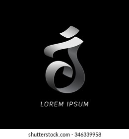 Letter J silver ribbon logo