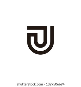 letter j simple stripes geometric linear logo vector