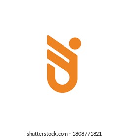 letter j simple wings geometric line symbol logo vector