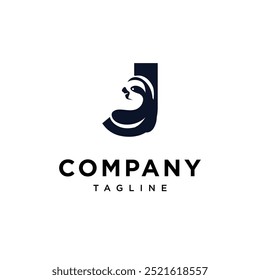 Letter J Sloth logo icon vector