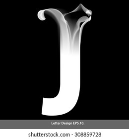 Letter J with smoke waves. Vector illustration. You can easily change the background color without having to do with character and smoke.