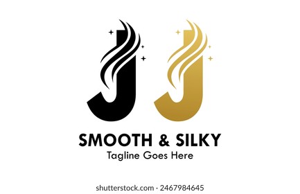 Letter j with smooth and silky design template illustration