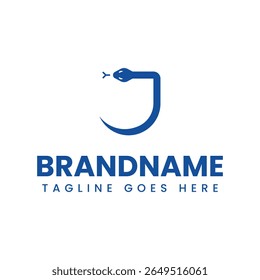 Letter J Snake Logo, symbolizing agility, transformation, and dynamic energy