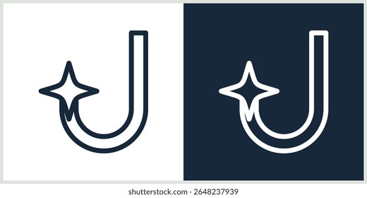 letter J spark logo line minimalist vector