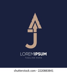 Letter J Spear Logo Design Vector Icon Graphic Emblem Illustration