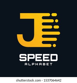 Letter J Speed Vector Logo Design. J letter font with Moving or Speed Design. Speed Icon.