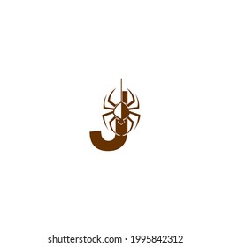 Letter J with spider icon logo design template vector